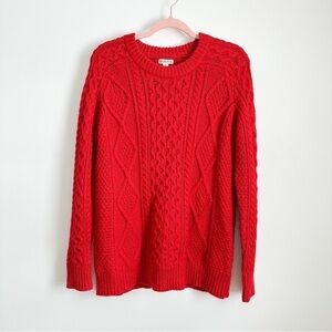 Merona Red Cable knit crew neck pullover Sweater sz Large